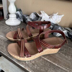 Skechers Brown Leather Wedge Sandals
